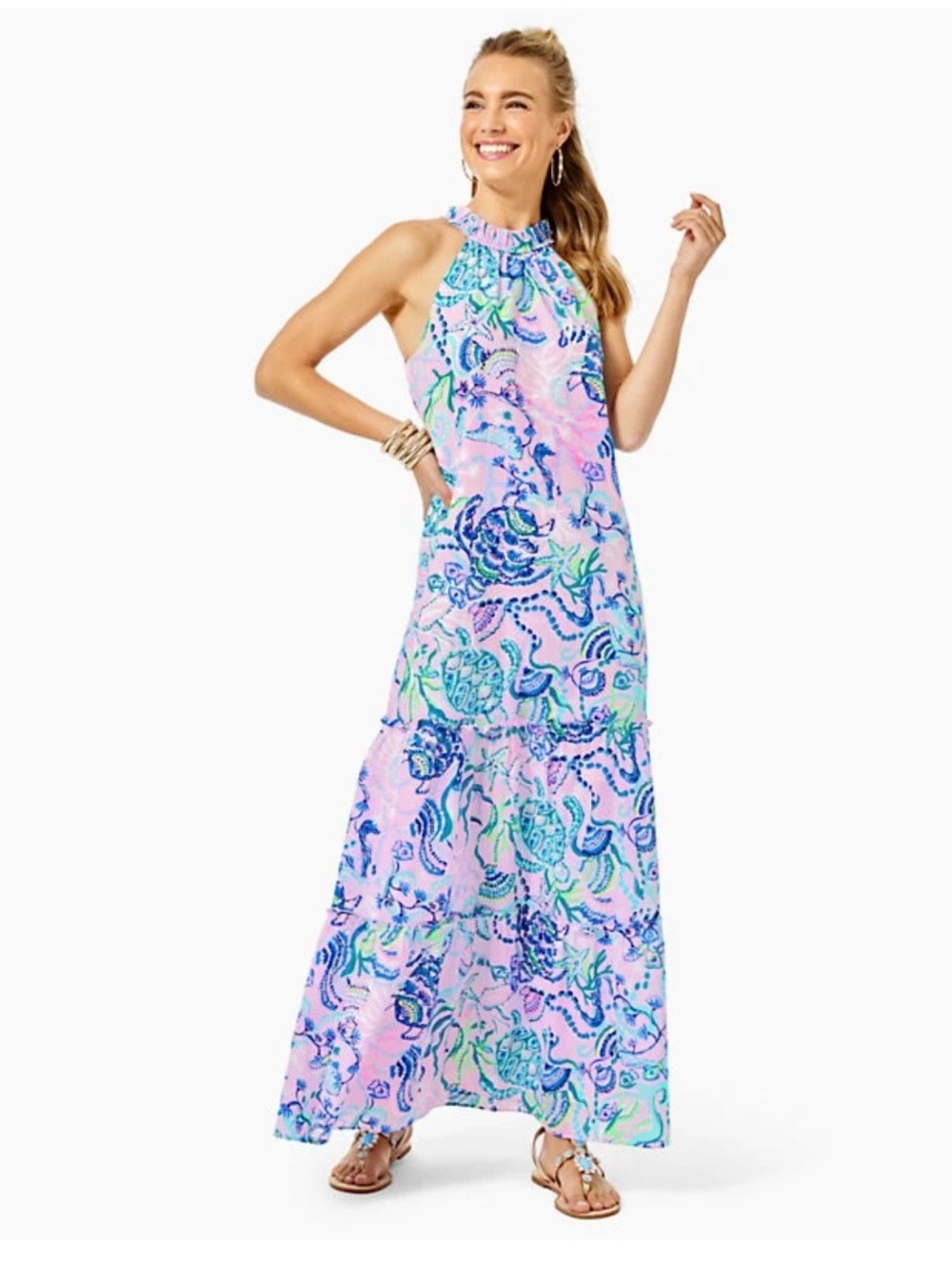Lilly Pulitzer Everly Ruffle Maxi Dress size M